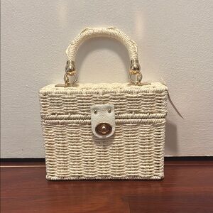 Anthropologie Cream Woven Mini Bag